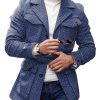 Men DJ Jacket | Vintage 4-Pocket Lapel Lace-Up Casual Herringbone Woolen Coat