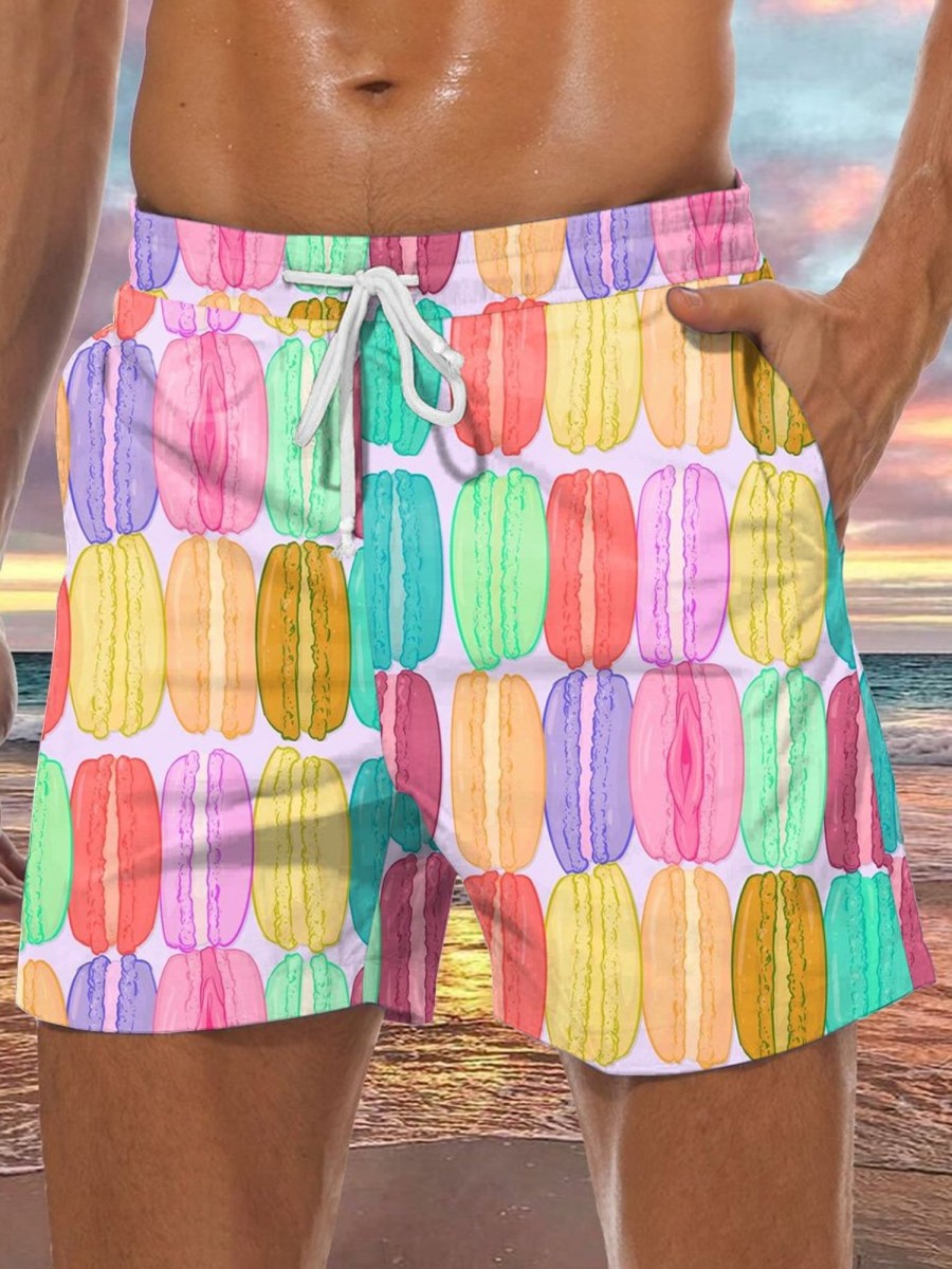 Men GYJ Shorts | Men'S Funny Macaron Print Casual Shorts Photo Color