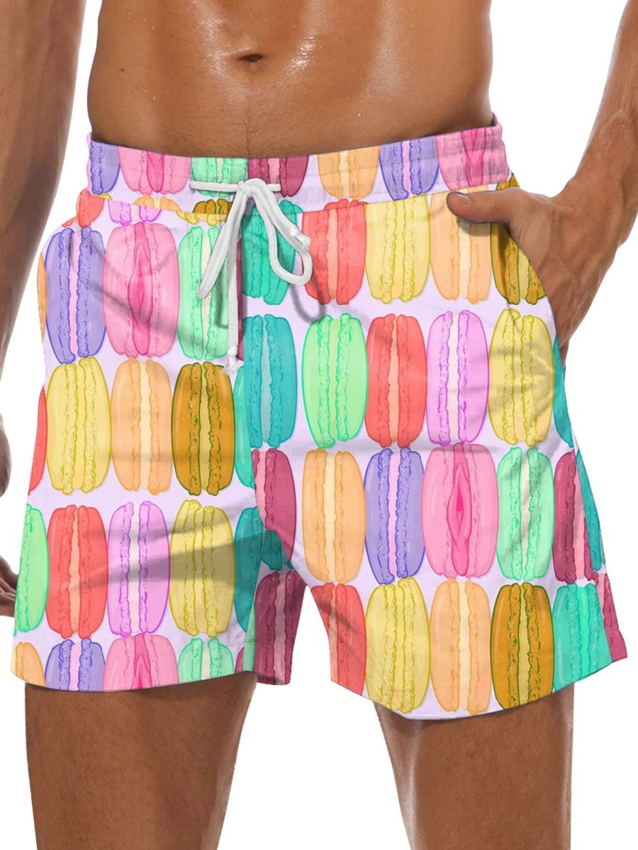 Men GYJ Shorts | Men'S Funny Macaron Print Casual Shorts Photo Color