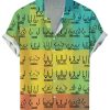 Men DJ Shirts | Colorful Checked Boobs Print Casual Short-Sleeved Shirt Photo Color