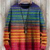 Men BXL Print Sweater | Unisex Rainbow Gradient Knit Casual Crew Neck Sweater Photo Color