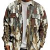 Men DJ Print Jacket | Vintage Graffiti Color Block Print Corduroy Pocket Lapel Jacket Photo Color