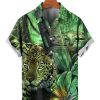 Men HLJ Shirts | Men'S Hawaiian Cheetah Jungle Spirit Short Sleeve Shirt Green