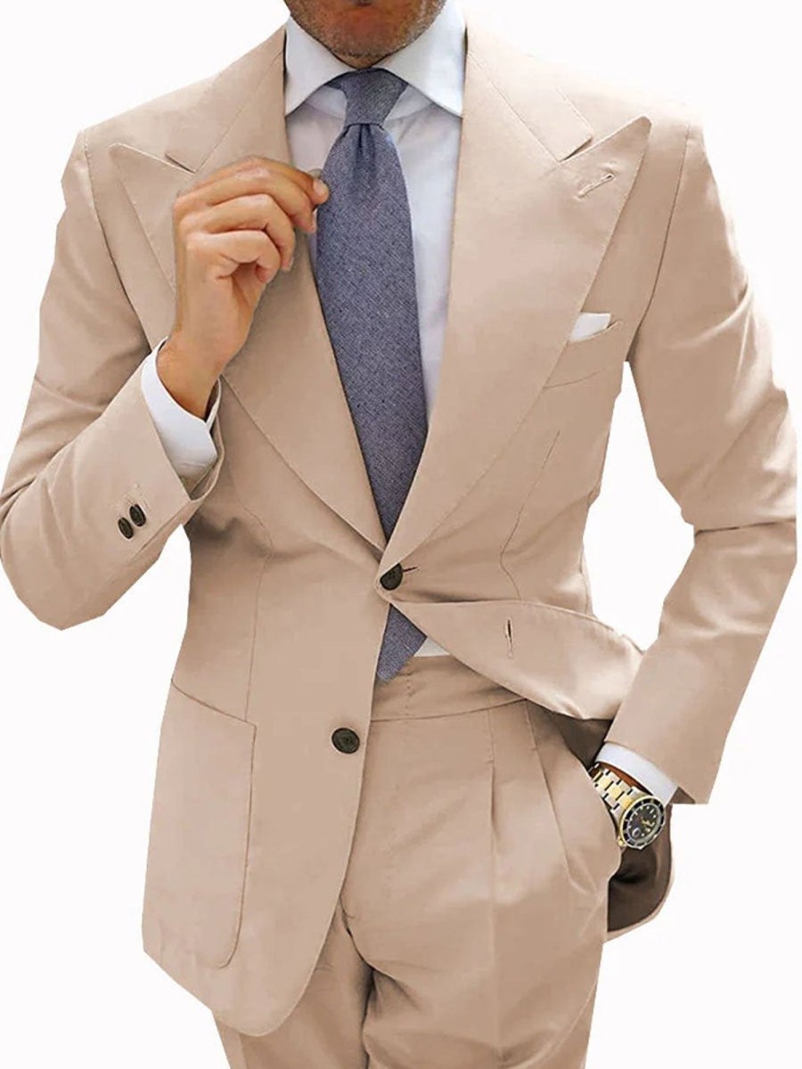 Men DJ Jacket | Lapel Single Breasted Casual 3 Pocket Blzaer Khaki