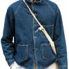 Men DJ Jacket | Lapel Single-Breasted Three-Pocket Vintage Denim Jacket Blue