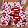 Men LJC Bottoms | Sexy Lips Print Casual Track Shorts Pink