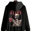 Men GYJ T-Shirts | Men'S Coffee Skull Print Casual All-Match Hoodie Black