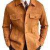 Men DJ Jacket | Multi-Pocket Lapel Solid Suede Casual Jacket Brown