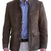 Men DJ Jacket | Solid Color Stand Collar Suede Multi-Pocket Casual Blazer Brown