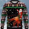 Men DJ Ugly Sweater | Santa Claus Riding A Lobster Print Crew Neck Sweatshirt Photo Color