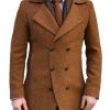 Men DJ Jacket | Lapel Double Pocket Double Breasted Casual Woolen Blazer Brown