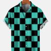 Men HLJ Shirts | Men'S Demon Slayer Check Casual Short Sleeve Shirt Photo Color