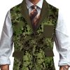 Men DJ Vest | Retro Camouflage Print Three-Pocket Lapel Casual Suit Vest Army Green