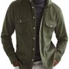 Men DJ Jacket | Lapel Double Pocket Corduroy Versatile Shirt Jacket Army Green