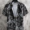 Men findercube Shirts | Men Tropical Print Shirt Without Tee Black