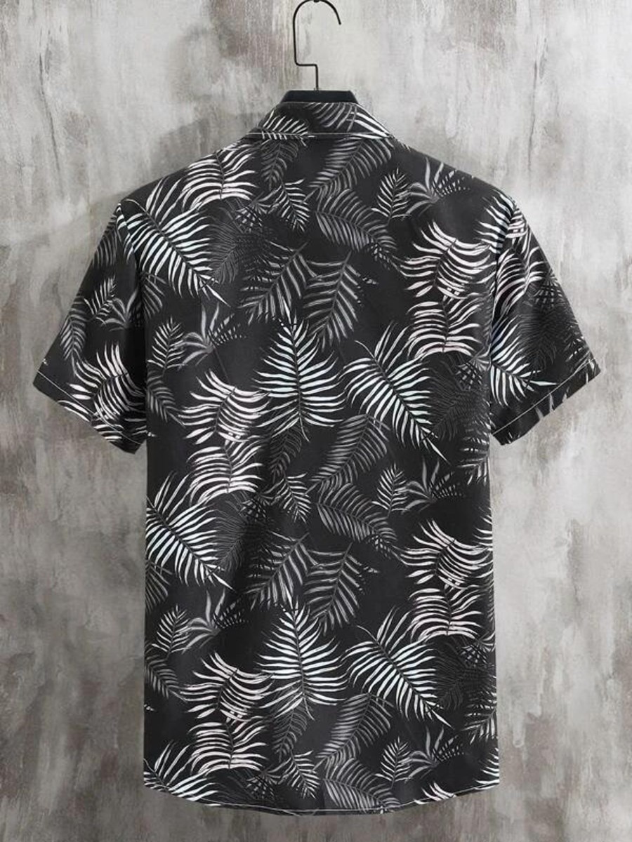 Men findercube Shirts | Men Tropical Print Shirt Without Tee Black