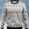 Men GYJ Ugly Sweater | Snowflake Geometric Stripe Crewneck Sweatshirt White