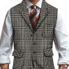 Men QMY Vest | Retro Classic Plaid Print Vest Photo Color