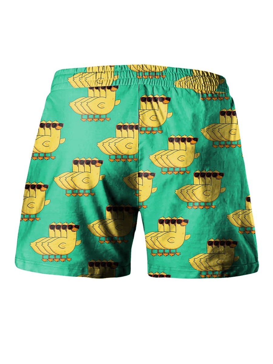 Men LJC Bottoms | Sunglasses Duck Print Hawaiian Track Shorts Photo Color