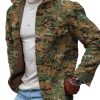 Men DJ Jacket | Lapel Double Pocket Single Breasted Casual Camo Jacket Army Green