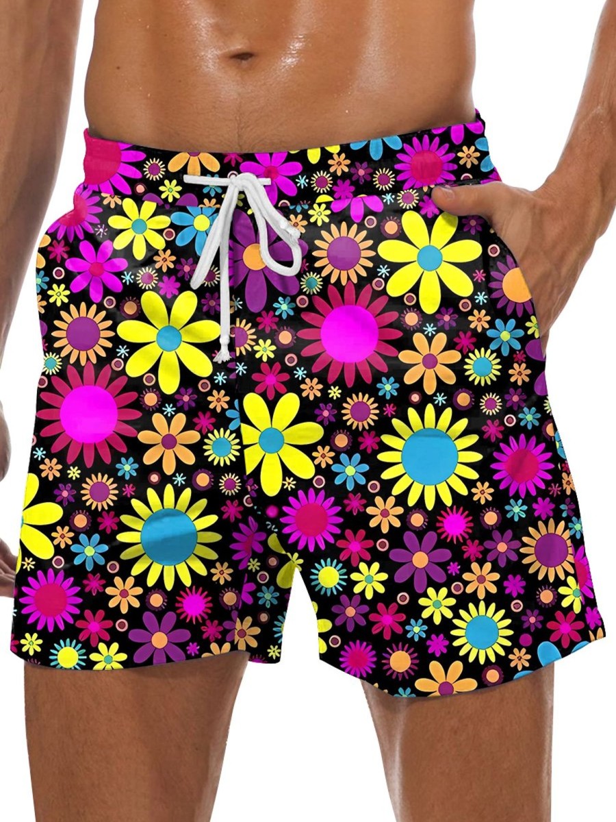 Men GYJ Shorts | Colorful Floral Print Track Shorts Photo Color