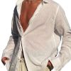 Men DJ Casual Shirts | Solid Color Versatile Casual Long Sleeve Shirt White