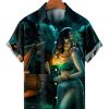 Men HLJ Shirts | Men'S Hawaiian "Secret Opening Night" Short Sleeve Shirt Dark Green