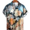 Men HLJ Shirts | Watercolor Autumn Leaf Print Short-Sleeved Shirt Photo Color