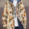 Men DJ Print Jacket | Art Mermaid Print Plush Thick Loose Long-Sleeved Coat Cardigan