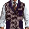 Men BXL Vest | Men'S Retro Geometric Print Multi-Pocket Casual Vest Purple