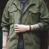 Men DJ Jacket | Retro Solid Color Multi-Pocket Zipper Casual Jacket Army Green