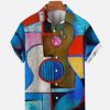 Men findercube Shirts | Men'S Abstract Oil Painting Guitar Print Short Sleeve Shirt Photo Color