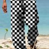 Men GYJ Bottoms | Men'S Black And Classic Check Drawstring Pocket Trousers White