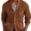 Men DJ Cardigan | Vintage Lapel 3-Pocket Casual Knitted Cardigan Brown