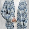 Men DJ Print Cardigan | Tie-Dye Geometric Print V-Neck Knitted Cardigan Blue