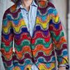 Men DJ Print Cardigan | Men'S Multicolor Art Buttoned Cardigan Sweater Photo Color