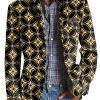 Men DJ Print Jacket | Vintage Printed Lapel Three-Pocket Casual Blazer Photo Color