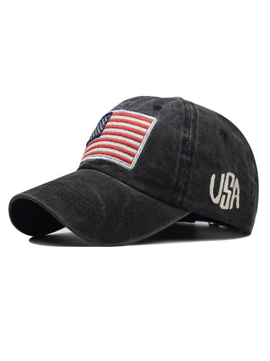 Accessories&Shoes HLJ | American Flag Cotton Washed And Distressed Alphabet Baseball Cap