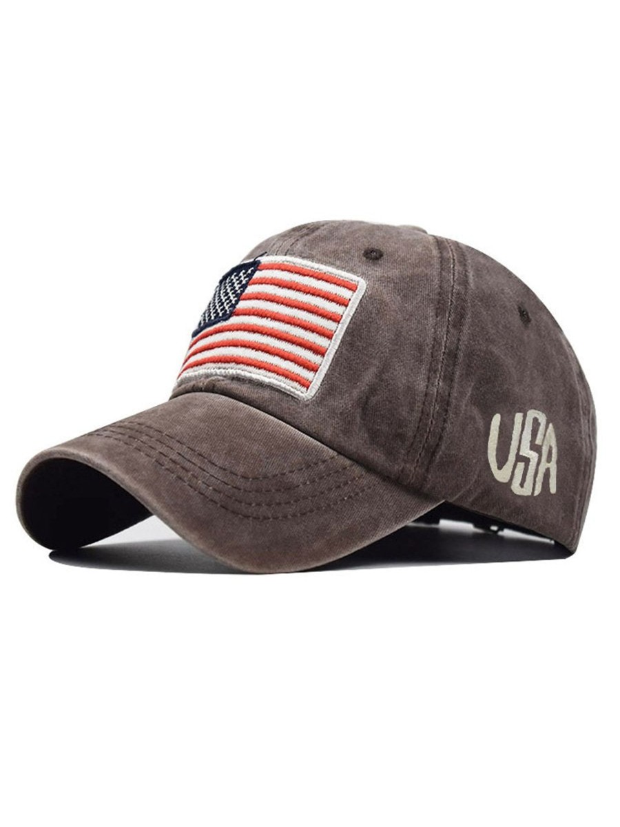 Accessories&Shoes HLJ | American Flag Cotton Washed And Distressed Alphabet Baseball Cap