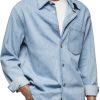 Men BXL Casual Long Sleeve Shirts | Men'S Retro Denim Casual Jacket Shirt Light Blue