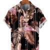 Men HLJ Shirts | Men'S Hawaiian Tropical Pink Leopard Short Sleeve Shirt Black