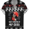 Men DJ Shirts | Stop Looking At My Cock Print Short Sleeve Shirt Black