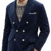 Men BXL Jacket | Men'S Vintage Corduroy Pocket Double Breasted Casual Blazer Dark Blue