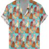 Men DJ Shirts | Cartoon Cocks Print Hawaiian Short-Sleeved Shirt Photo Color