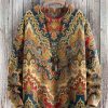 Men DJ Print Sweater | Vintage Art Print Casual Knit Pullover Sweater Photo Color