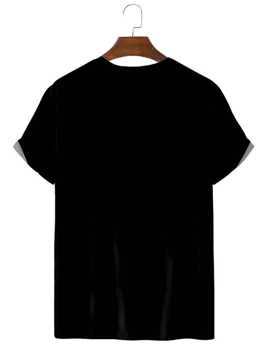 Men DJ T-Shirts | Christmas Cocks Print Casual Round Neck Short-Sleeved T-Shirt Black