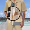 Men DJ Set | Vintage Abstract Art Geometric Pattern Hawaiian Cuban Collar Short Sleeve Shirt Set Photo Color