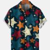 Men HLJ Shirts | Men'S Hawaiian Patriotic Colorful Stars Short Sleeve Shirt Photo Color