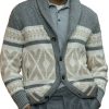 Men BXL Cardigan | Retro Geometric Lapel Casual Button Knitted Cardigan Gray