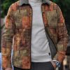 Men DJ Jacket | Retro Printed Fleece Warm Lapel Jacket Photo Color